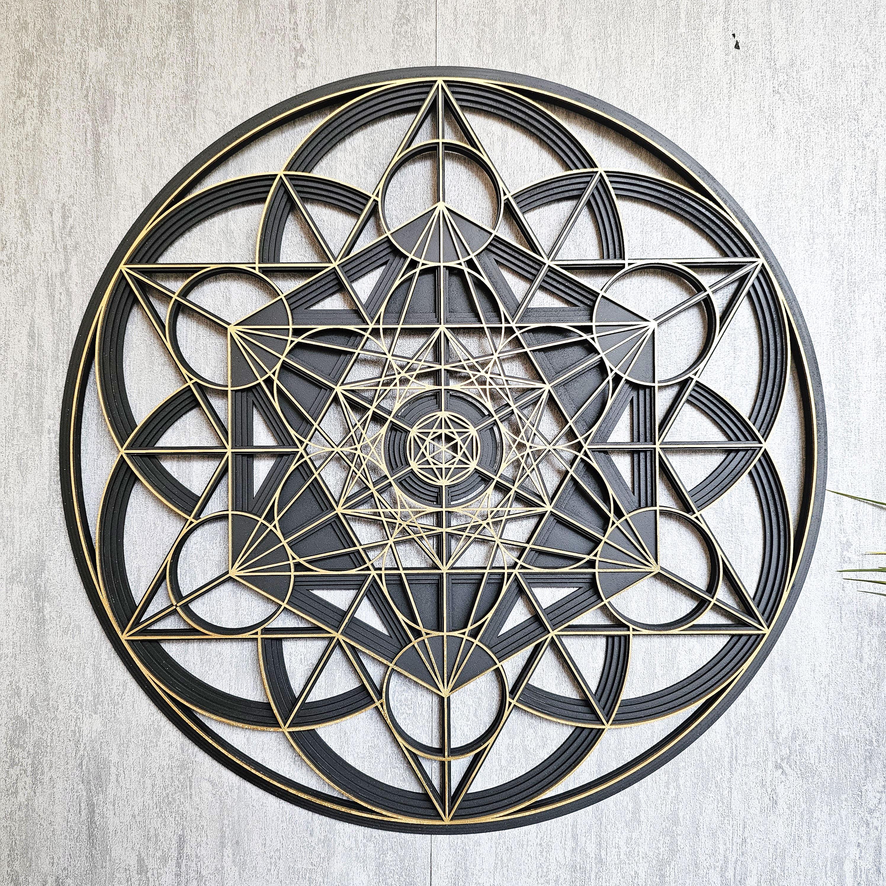 Metatron's Cube Wall Art • Layered Mandala • Hand-painted Geometric ...