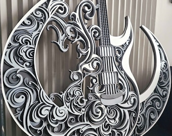 Multi-Layered Wooden Guitar Wall Art: Elegant Home Decor