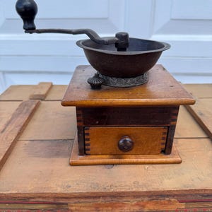 Vintage Wood Cast Iron Coffee Grinder C. P. Co.