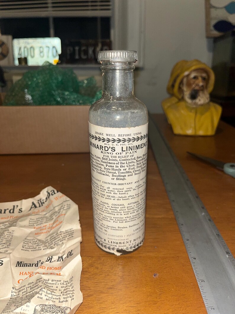 Antique Medicine Bottle, Box, Instructions Minard's Liniment Framingham ...