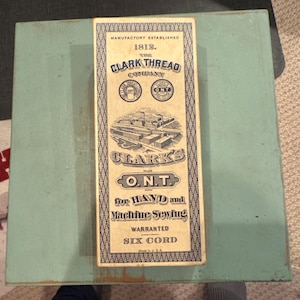 Vintage Clark Hand Sewing And Machine Box with Assorted  Colored Threads