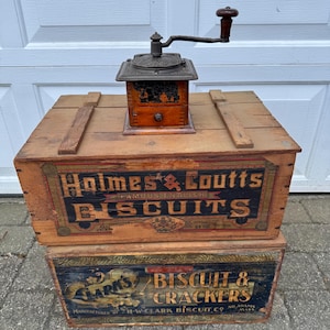 Vintage Wood Cast Iron Coffee Grinder