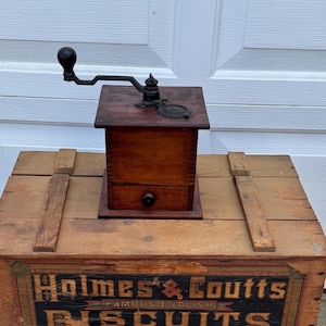 Vintage Wood Cast Iron Coffee Grinder Logan & Storbridge Iron Company