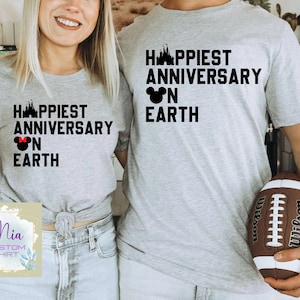 Disney Anniversary, Happiest Anniversary On Earth, Disney Celebrating Shirt, Mickey Minnie Couple Shirt, Disney Honeymoon Gift, Disney Trip