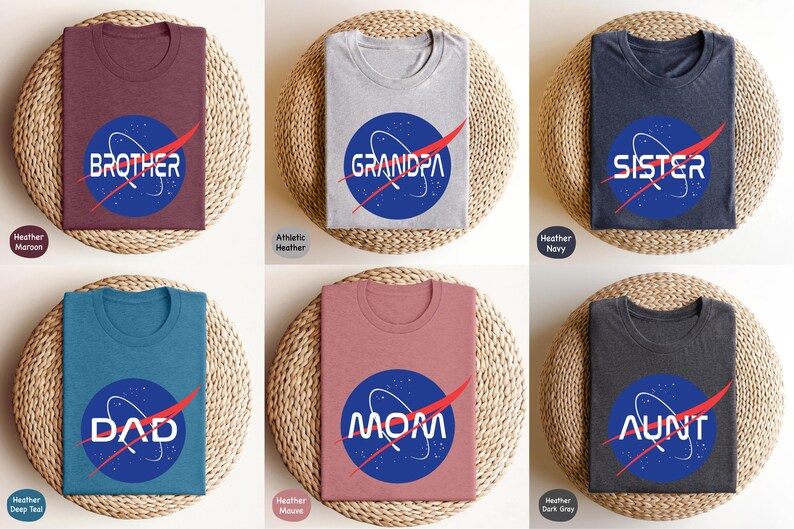 Custom NASA Name T-shirt, Nasa Mom Shirt, Personalized Nasa Shirt, Space Family Shirt, Nasa Family Matching Shirts, Nasa Museum Visit Shirts image 3