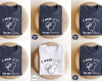 Custom Brain Cancer Shirt, Brain Cancer Awareness, Cancer Survivor Gift, Brain Cancer Gift, Cancer Support Tee, I Wear Gray for My Mom Dad