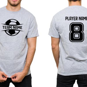 Custom Soccer Sports Team T-Shirt with Your Name and Number, Soccer Custom T-Shirt, Personalized Soccer Front and Back Team Fan Tee Gift