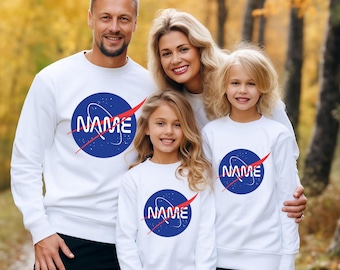 Personalized NASA Name Shirt, Nasa Mom Sweatshirt, Custom Nasa Shirt, Space Family Shirt, Nasa Family Matching Shirts, Nasa Museum Visit
