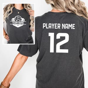 Custom Volleyball Sports Team T-Shirt, Volleyball Your Text and Number, Custom Sport T-Shirt, Personalized Front and Back Team Fan Tee Gifts