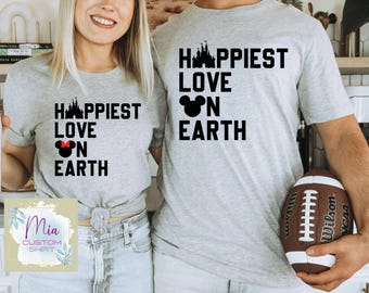 Happiest Love on Earth Shirt, Disney Matching Shirts, Mickey Minnie Tee, Disney Trip Shirt, Couple Gift, Girlfriend Shirt, Wife Husband Tee