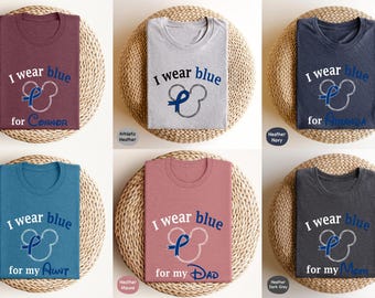Custom Colon Cancer Awareness Shirt, Colon Cancer Shirt, Colon Cancer Rainbow Shirt, Colorectal Cancer Support Shirt, Cancer Blue Ribbon Tee
