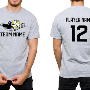 Custom Volleyball Sports Team T-Shirt, Volleyball Your Team Name and Number, Custom Sport T-Shirt, Personalized Front and Back Team Fan Tee