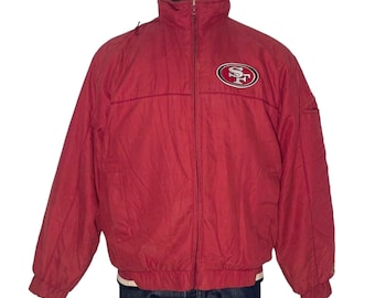 Bomberjacke Vintage American Jacket USA Pro Sport NFL American Football San Francisco 49ers Retro Rot Nylon Größe M für Herren