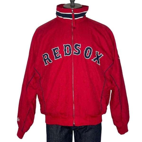 Giubbotto Bomber Boston Red Sox Majestic Vintage Rosso Nylon Giacca MLB Baseball Americano Uomo USA Pro Sport da Uomo Vintage retro Taglia X