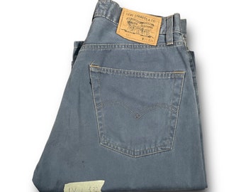 Levi's Modell 451 Vintage blaue Baumwollhose für Herren, locker, breit, bequem, fünf Taschen, 90er-Jahre-Streetwear, Größe W31 L34 US 46, italienisch