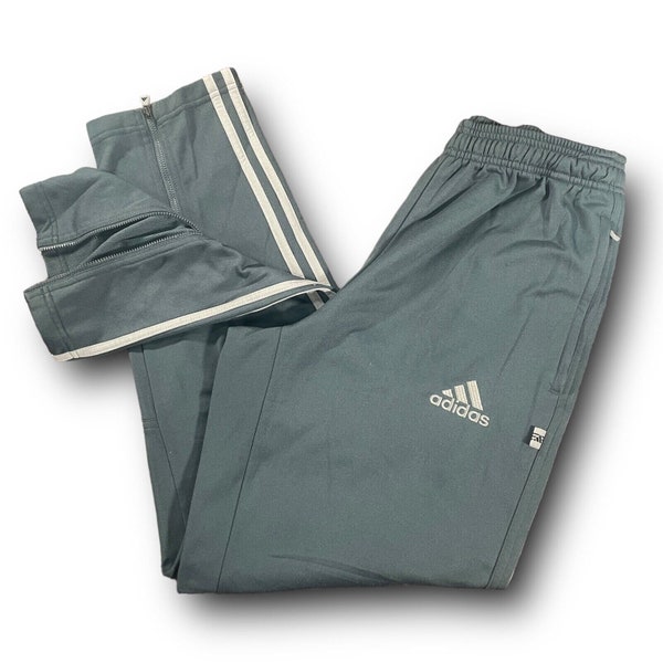 ADIDAS Vintage Gray Sports Tracksuit Pants Comfortable with men's zip Elastic waist Brand logo Size S Acetate Polyester