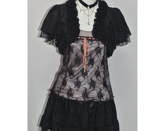Japanese brand black lace tank top vintage