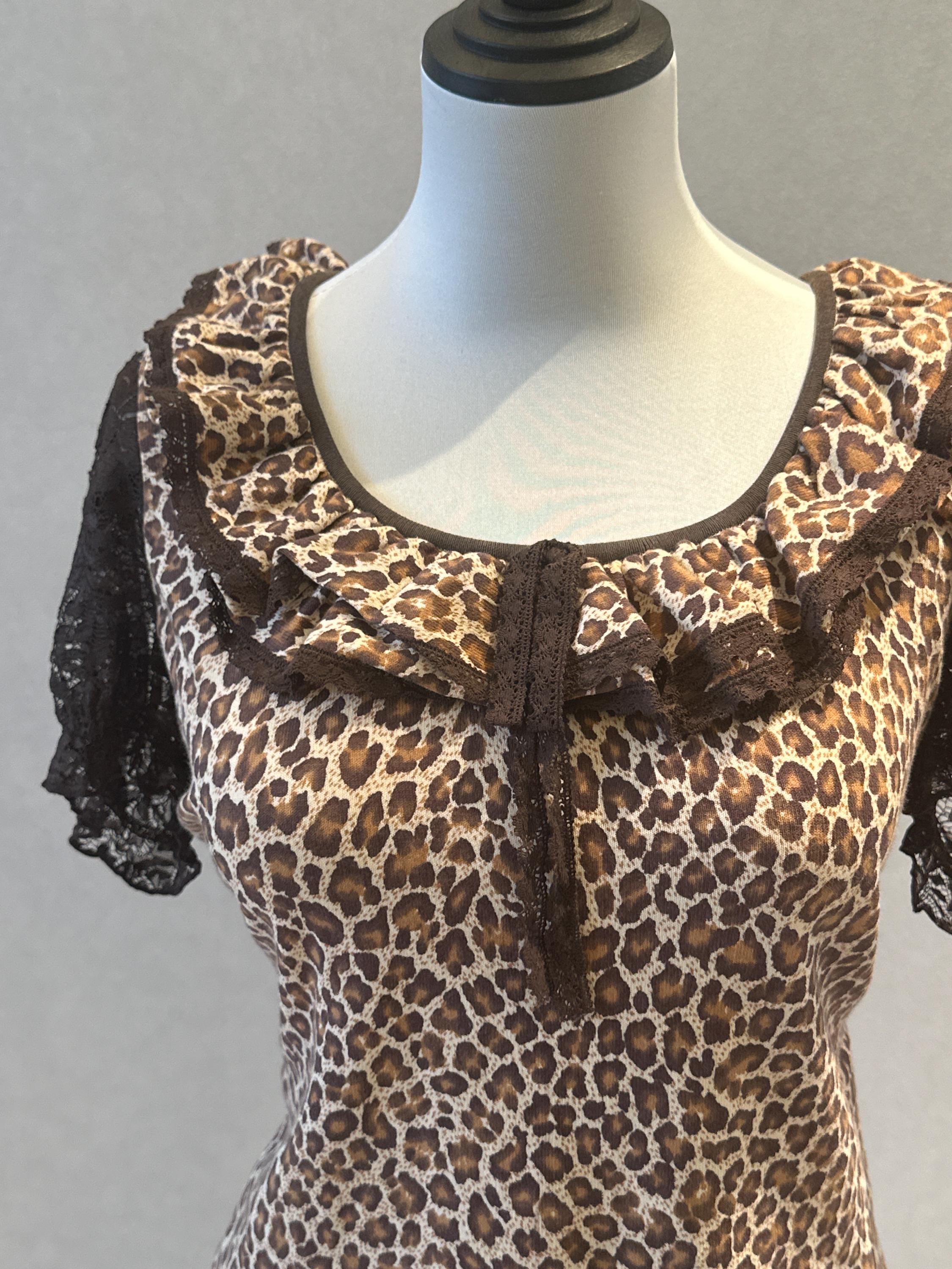 Brown Leopard Sassy & Chip Kimono Tunic Cover Up Top main image 1