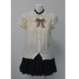 Japanese brand cream  women&#39;s blouse  top vintage