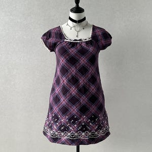 Japanese brand purple and black plaid top