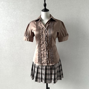 Japanese brand khaki women&#39;s blouse vintage coquette