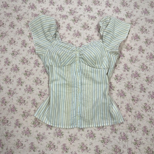 Japanese brand beige striped women&#39;s top blouse