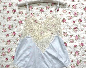 Vintage Japanese brand  light blue embroidered  women's cami top coquette uk6-8