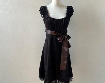Japanese brand L&#39;est Rose brown/grey velvet coquette princess babydoll dress