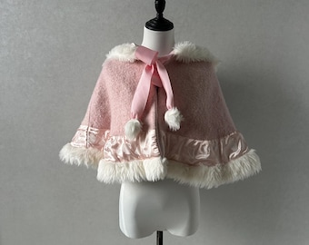 liz lisa pink  cloak coat with pom pom details