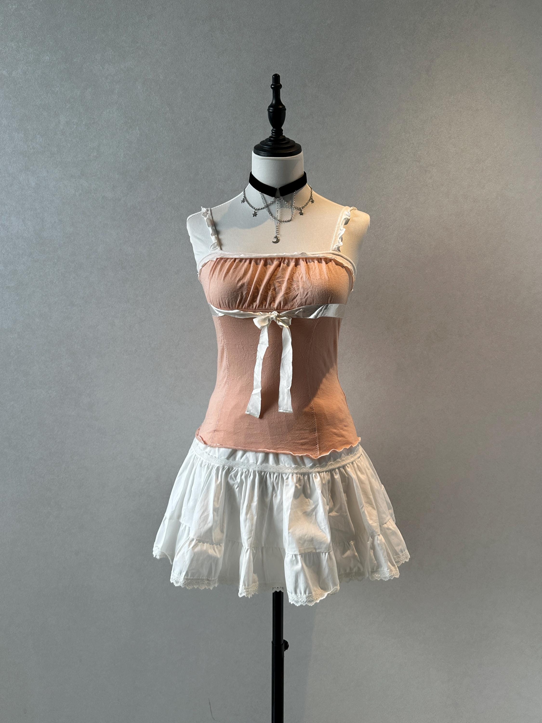Japanese brand pink/orange women's  tank top vintage