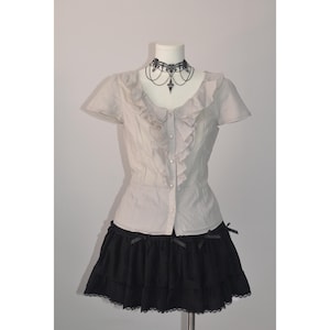 Japanese brand grey/beige women&#39;s blouse top vintage