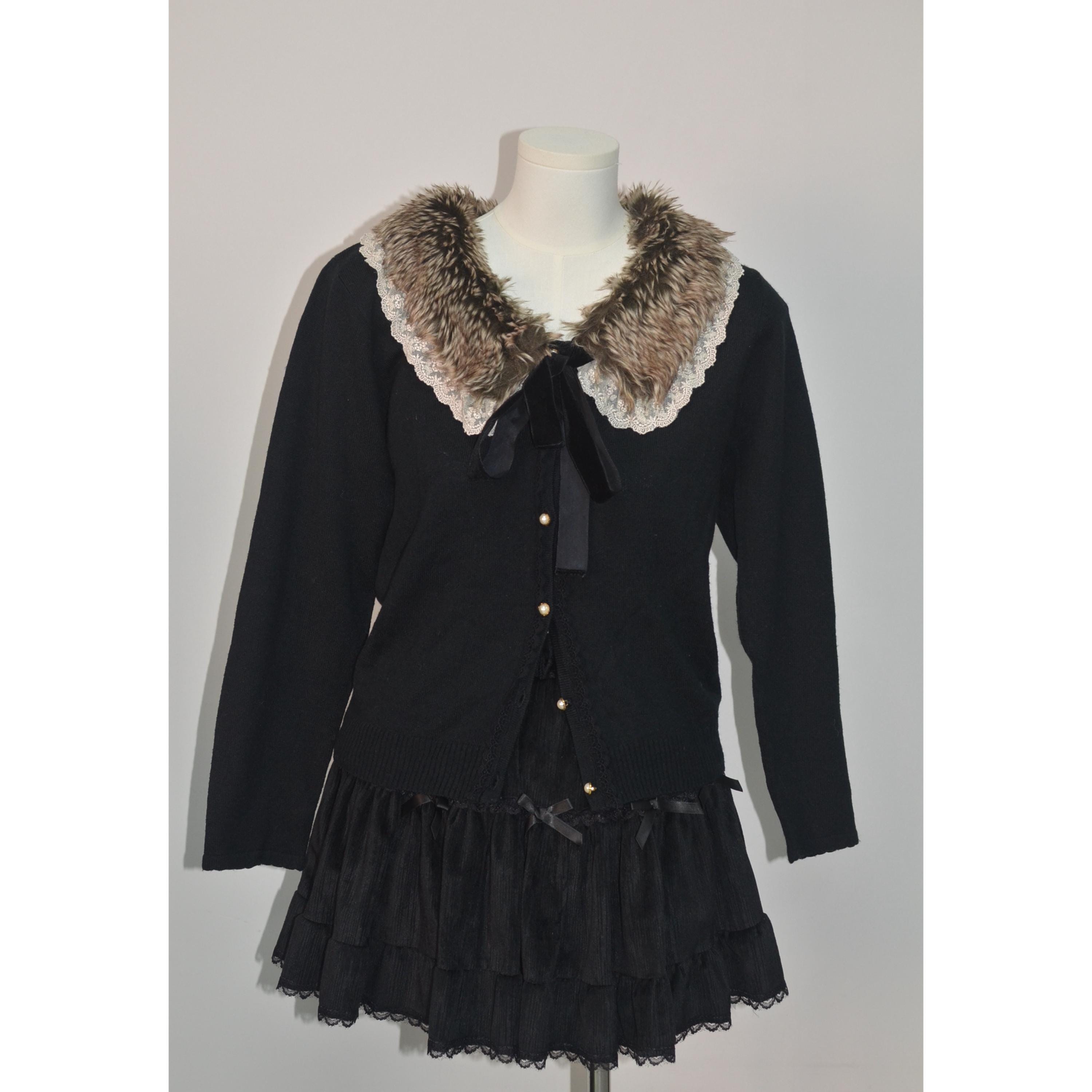Japanese Brand Axes Femme Black Women's Top Cardigan With