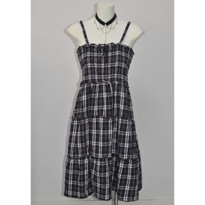 Japanese brand black plaid coquette dress