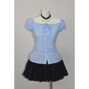 Japanese brand blue  women&#39;s blouse  top vintage