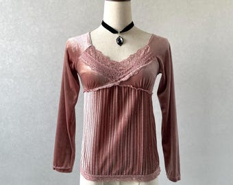 Japanese brand dainty velvet pink women's top long sleeve fairy