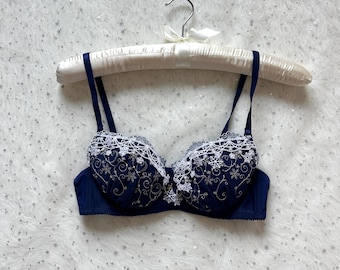 Reggiseno da donna in pizzo ricamato color neve, marchio giapponese