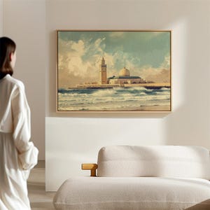 Hassan II Mosque in Casablanca – Framed Canvas
