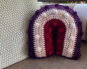 READY TO SHIP Crochet 'Rainbow Mini' Pillow Cushion - rainbow cushion, rainbow pillow, rainbow squishy, sensory pillow, travel pillow