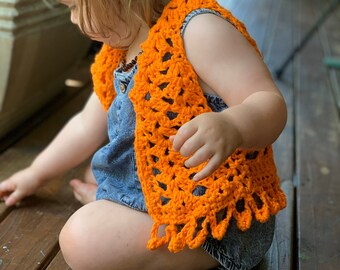 Crochet girls boho vest - festival child, toddler hippy vest