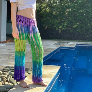 Häkeln Festival Boho Hose - Hippie Hose, Festival Kleidung, Strand Hose, häkeln Beachwear, Yoga Hose, Tanz Doof Hose, breite Bein Hose