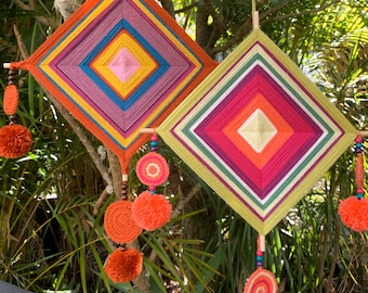 CUSTOM Be Brave crochet wall hanging - ojos de dios, Selective Mutism awareness, woven boho wall hanging, boho wall decor