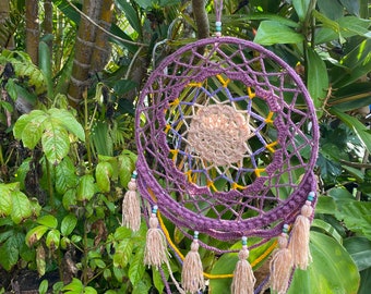 Tender Dream Catcher - boho crochet wall hanging, crochet dreamcatcher