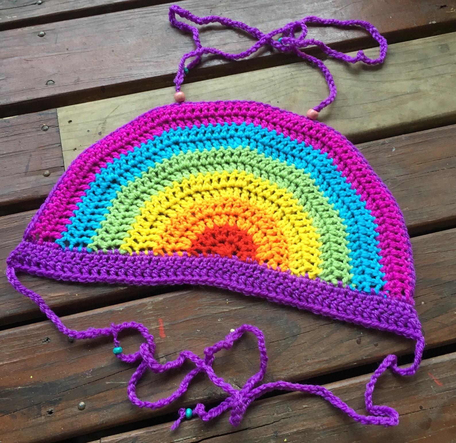 Crochet Rainbow Halter Crop Top Crochet Festival Top Etsy