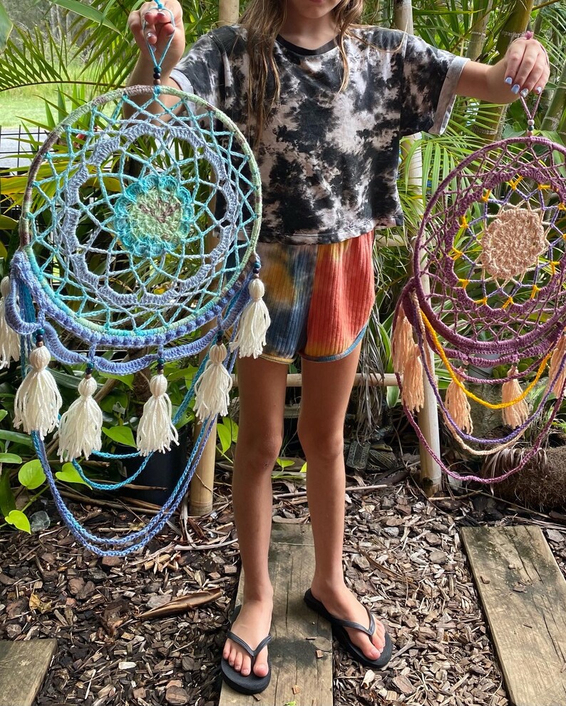 Tender Dream Catcher boho crochet wall hanging, crochet dreamcatcher image 5