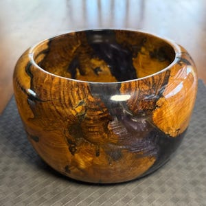 Bowl handmade from locally salvaged oak and purple resin