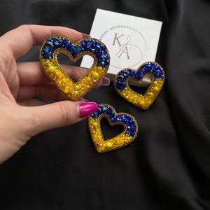 Ukraine jewelry symbols, heart of Ukraine, gift from Ukraine, handmade brooch ukraine, Slava Ukraine, patriotic pin, jewelry gift