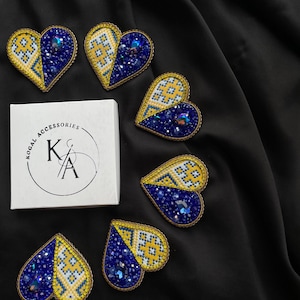 Ukraine symbols, heart of Ukraine, gift from Ukraine, handmade brooch ukraine,Patriotic pin, Ukraine flag, yellow blue jewelry, jewelry gift