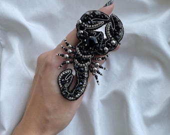Scorpio Brooch Embroidered, Zodiac Statement Pin, Astrology Jewelry for Her, Black Scorpion Brooch, Scorpio Birthday Gift, Mother’s Day Gift