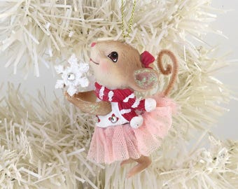 Adorno navideño de ratón bailarina, tutú de tul