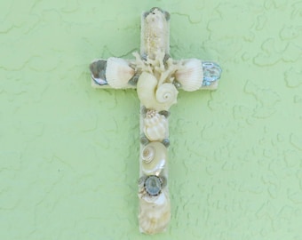 Abalone Seashell Cross, Coastal Christian Decor, Religious Gift